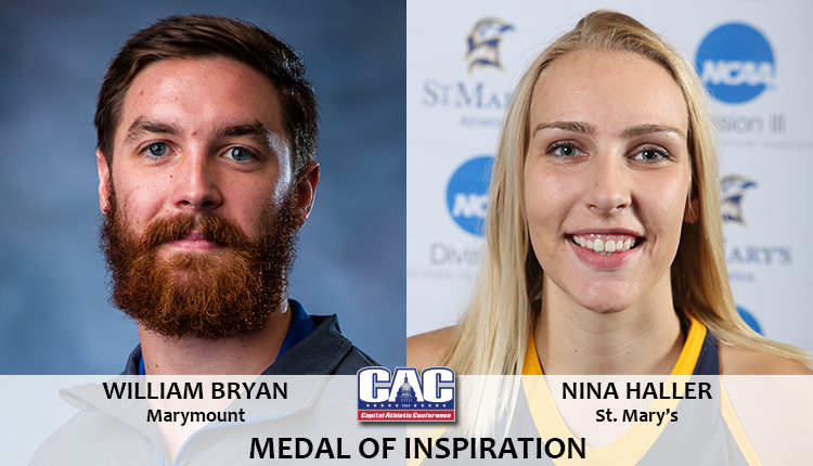 Marymount's William Bryan and St. Mary's Nina Haller Earn CAC Medal of Inspiration Award