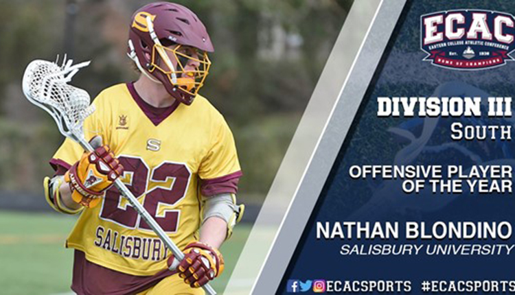 Salisbury's Blondino Named ECAC South Men's Lacrosse Offensive Player of the Year; SU's Nowesnick Earns First Team Honors